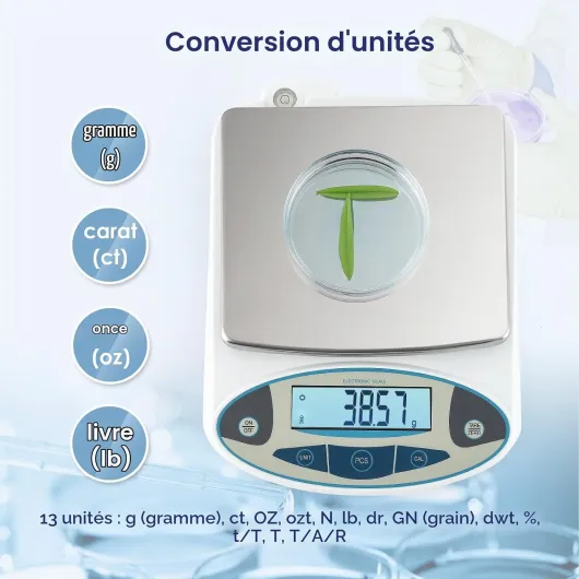 Lab Analytique Balance 5000g/0,01g, Tare/Compte/13 Unités 5000g,0.01g