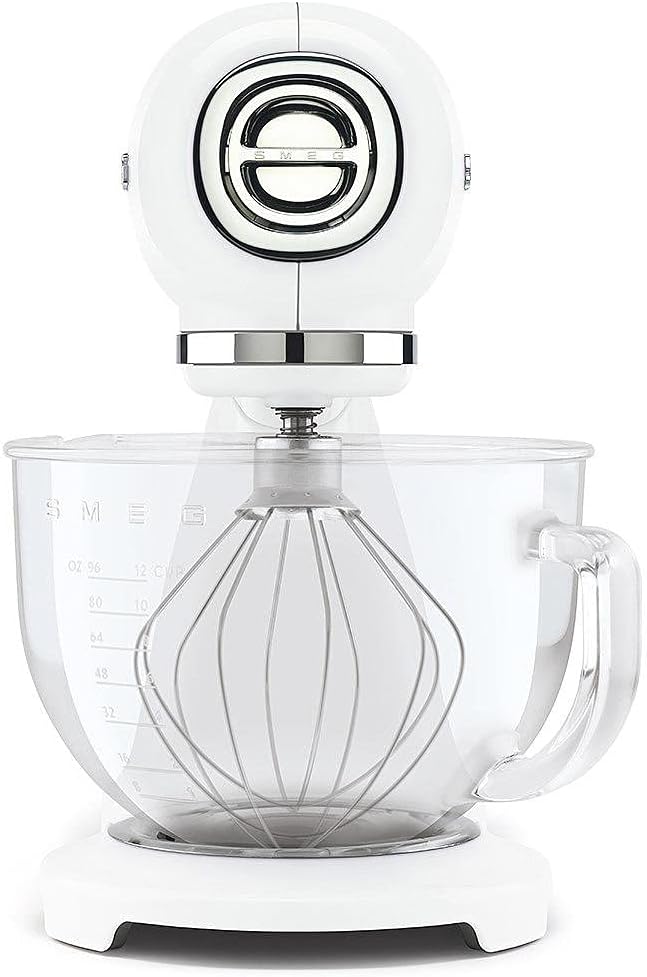 , Robot Pâtissier SMF13WHEU, 10 Niveaux de Vitesse, Mise en Marche Progressive, Bol en Verre de 4,8 L, Verrouillage Moteur de Sécurité, Accessoires Inclus, 800 W, Blanc Unique