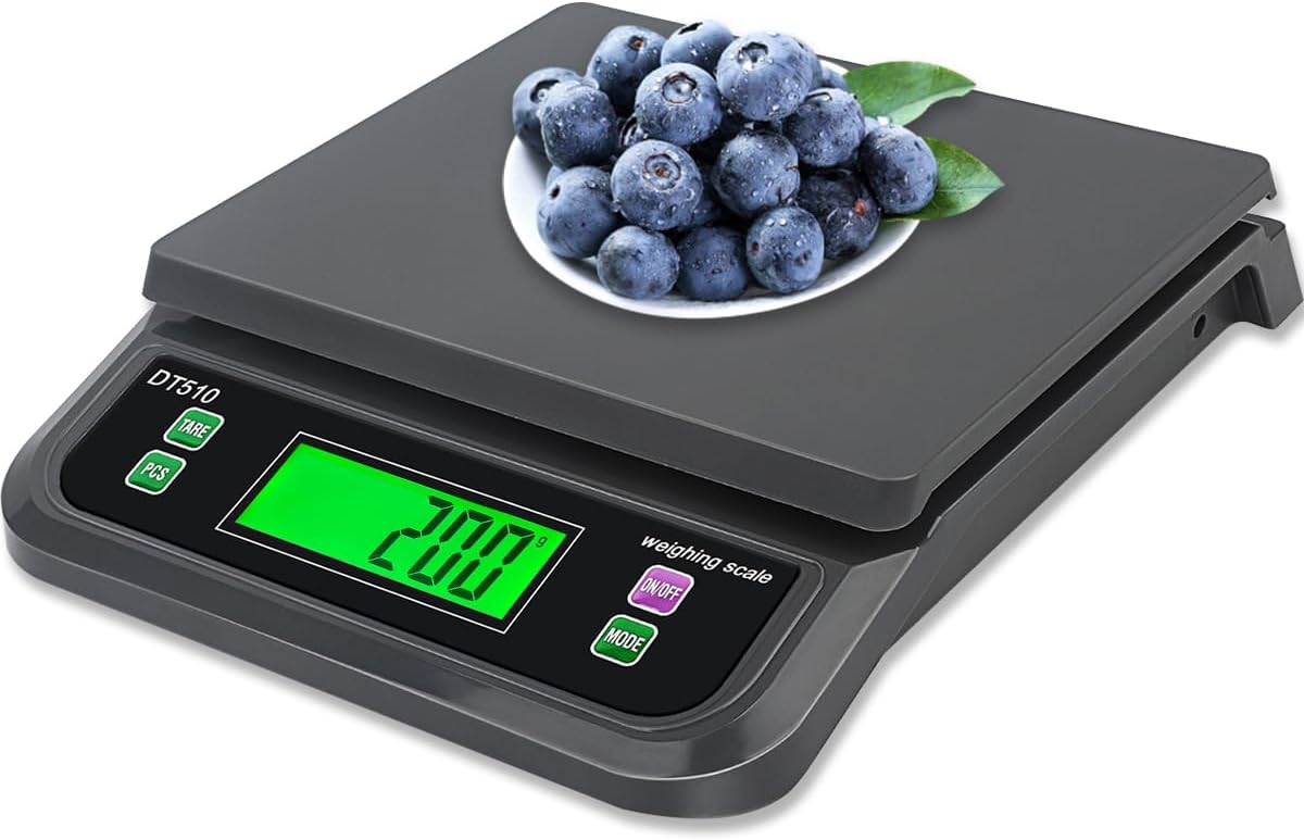 Balance de Cuisine, 30kg/1g pèse aliment cuisine precis, avec PCS et TARE fonction professionnelle balance cuisine boulangerie, 6 Unités g,oz,lb,kg,tl,ct Écran LCD Électronique numerique Balances 30kg-1g Black