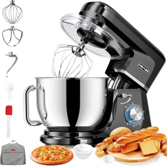 CHeflee Robot Pâtissier 2000W Robot de Cuisine 7.2 L Bol d'Acier Inoxydable,6 Vitesses avec Fonction Pulse avec Fouet Crochet Pétrisseur et Batteur,Housse anti-Poussière Black