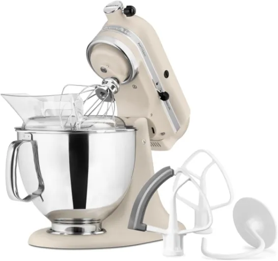 Robot Pâtissier - Artisan - Robot cuisine multifonctions à tête inclinable - Batteur avec 5 accessoires et 2 bols inox de 4,8 et 3 L - Fresh linen