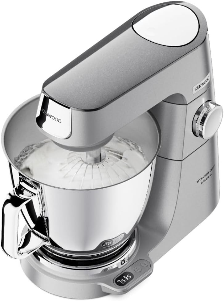 KVL85.704SI Titanium Chef Baker XL Robot pâtissier avec bols de 5L et 7L, fouets, mixeur, robot multifonction, hachoir et mini hachoir