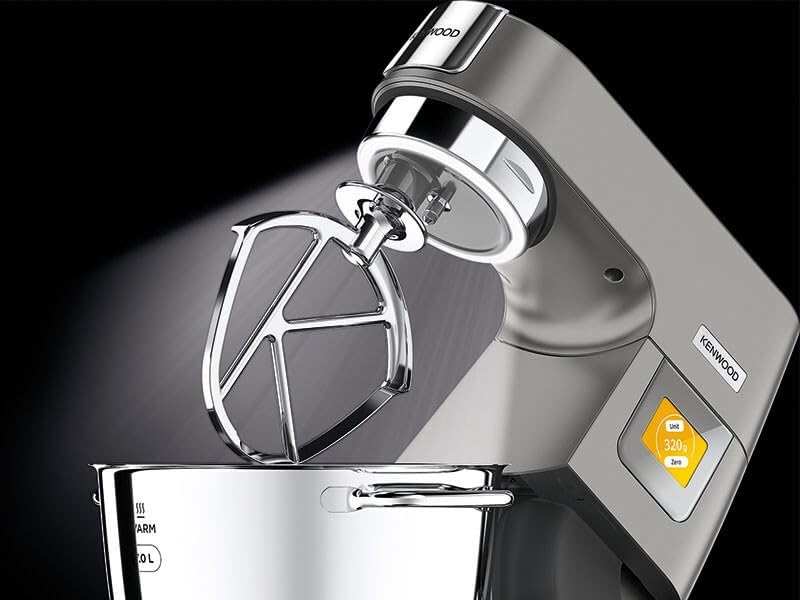 KWL90.004.SI Titanium Chef Patissier XL Robot pâtissier, 4 accessoires pour pétrir, fouetter et mélanger, bols de 5L et 7L, couvercle anti-éclaboussures