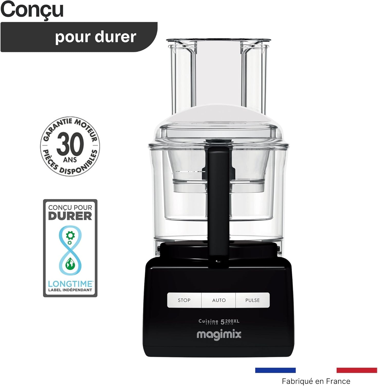 Robot de Cuisine Multifonction CS 5200 XL - Hachoir, Blender, Presse Agrumes - Bol Magimix 5200 xl 3,6L - Fabriqué EN FRANCE - Noir