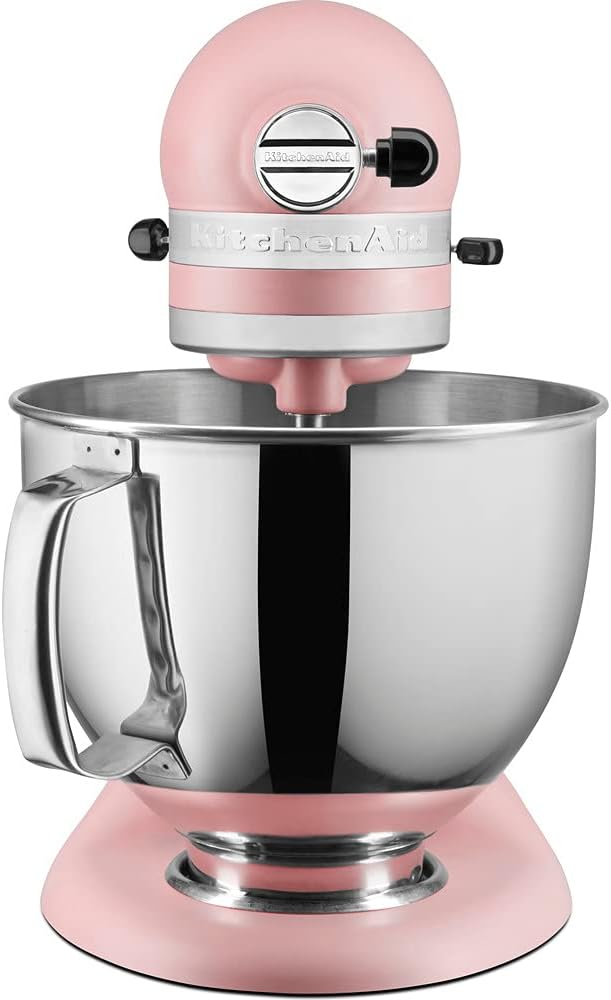 Robot Pâtissier - Artisan - Robot cuisine multifonctions à tête inclinable - Batteur avec 5 accessoires et 2 bols inox de 4,8 et 3 L - Rose poudré