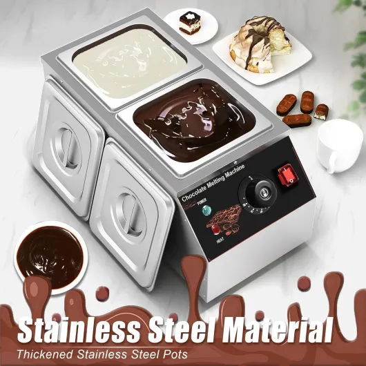 Tempéreuse À Chocolat,2x1/6 GN Electrique Réchauffeur de Liquide Acier Inoxydable Capacité Chauffe-liquide Commercial de Chauffage de Chocolat,pour La Maison et Les Restaurants Utilisation