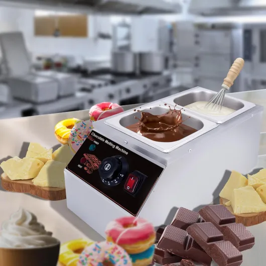 2-Cuve Chauffe-Chocolat avec Contrôle de Température, Machine de Tempérage Commerciale en Acier Inoxydable, Réchaud Électrique pour Chocolat, Pâtisserie, Bonbons et Fromage