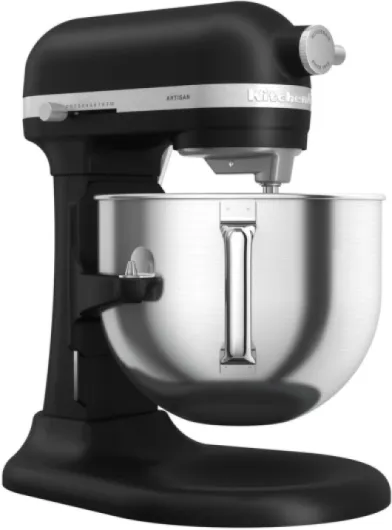 Robot Pâtissier - Artisan - Robot cuisine multifonctions à Bol relevable - Batteur avec 5 accessoires et bol en inox de 6,6 L - Noir réglisse
