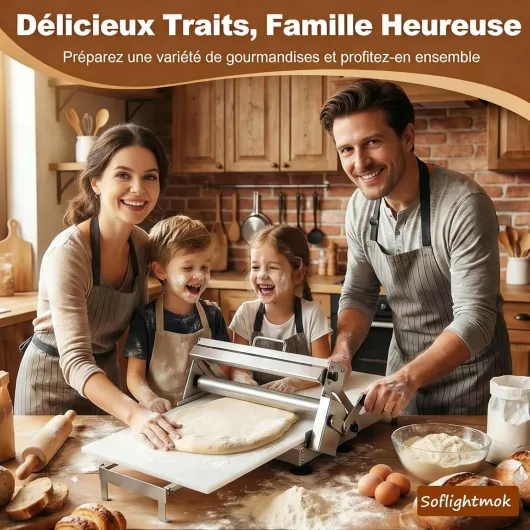 Laminoir à PâTe, Laminoir RéVersible pour PâTe FeuilletéE Et Fondante,Laminoir à PâTe Manuel, éPaisseur RéGlable De 0 à 25mm, Laminoir Pliable pour Boulangeries Et PâTisseries TypeA