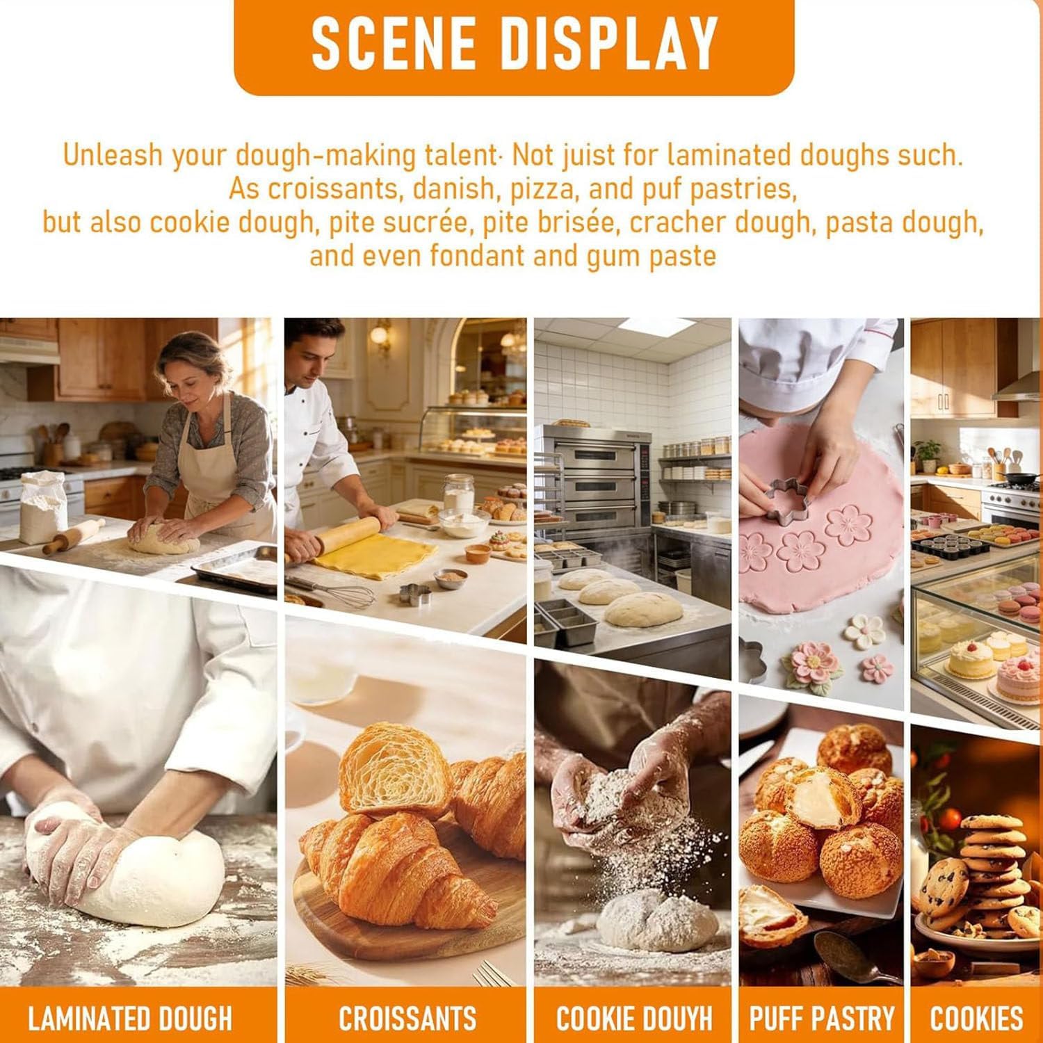 Laminoir à Pâte Pliable électrique pour Boulangerie,Pizza Et Croissants,Laminoir à Pâtisserie en Acier Inoxydable,épaisseur Réglable 2 à 30 mm,Usage Commercial Et Domestique