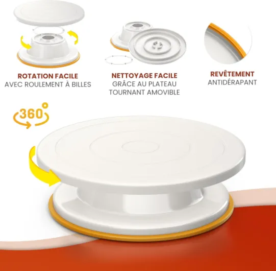 Kit Pâtisserie Professionnel (61 pièces) – Plateau tournant pâtisserie avec douilles, poches à douille, spatules, palettes et nombreux ustensiles de pâtisserie Blanc Plus