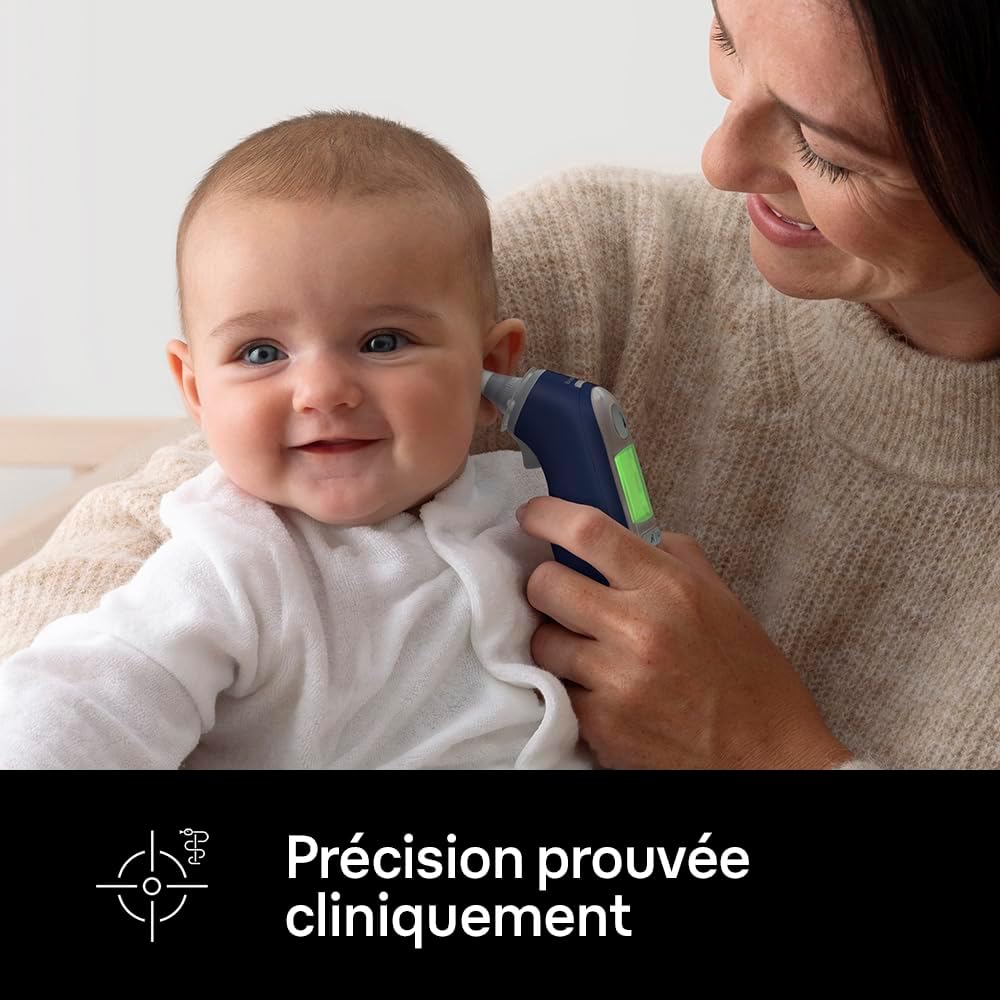 ThermoScan® 7+ connect Thermomètre auriculaire - Compatible avec l’application Braun Family Care™ - Technologie Age Precision® - Affichage numérique avec code couleur ThermoScan 7+ Connect