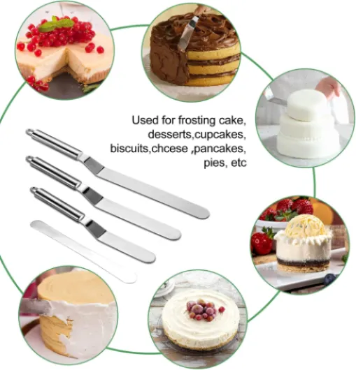 Lot de 4 Spatules de Cuisine, Spatules à Glaçage Coudées en Acier Inoxydable, Spatule Sucrée Pour Glaçage de Gâteaux, Cupcakes et Gâteaux, Chef Décorant Des Gâteaux Spatule Pour Glaçage 36 x 9 x 3 cm